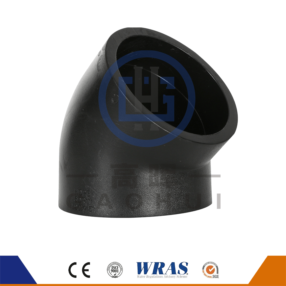 Fusão de soquete hdpe 45 ° cotovelo